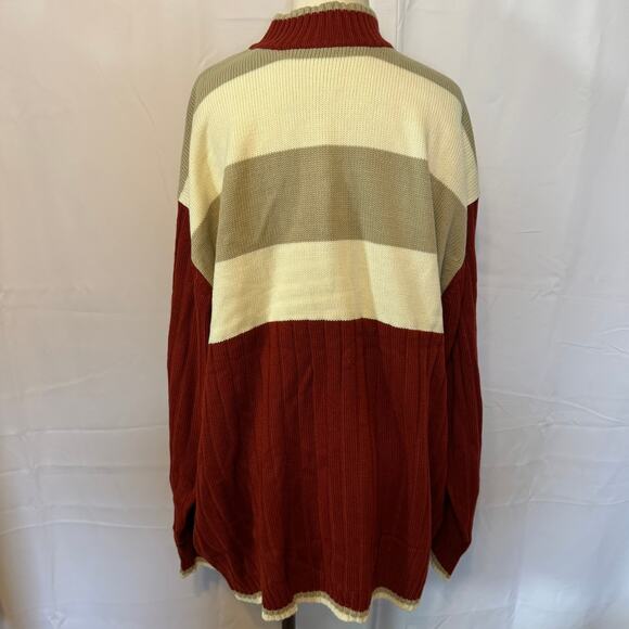 Ackers 2XL NWT Colorblock Sweater Crewneck Pullover Red Tan Ribbed - Picture 2 of 8